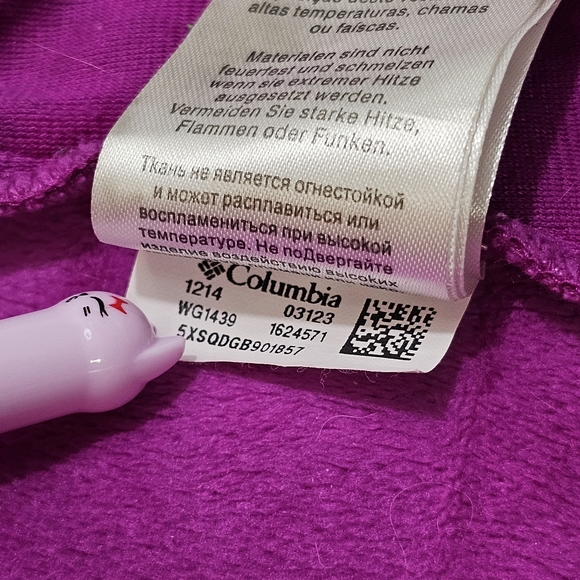 Columbia Girls Jacket Rain Coat Girls Size 10-12 Medium Full Zip with Hood Pink - Picture 8 of 13